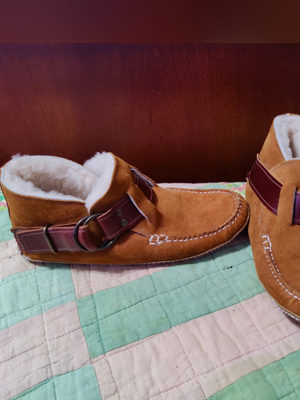 Quoddy Luxury women's Ring Booties Super Plush suede shearling brown Boots 8
